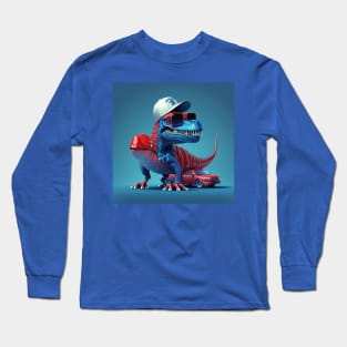 little dinosaur on a red sports car Long Sleeve T-Shirt